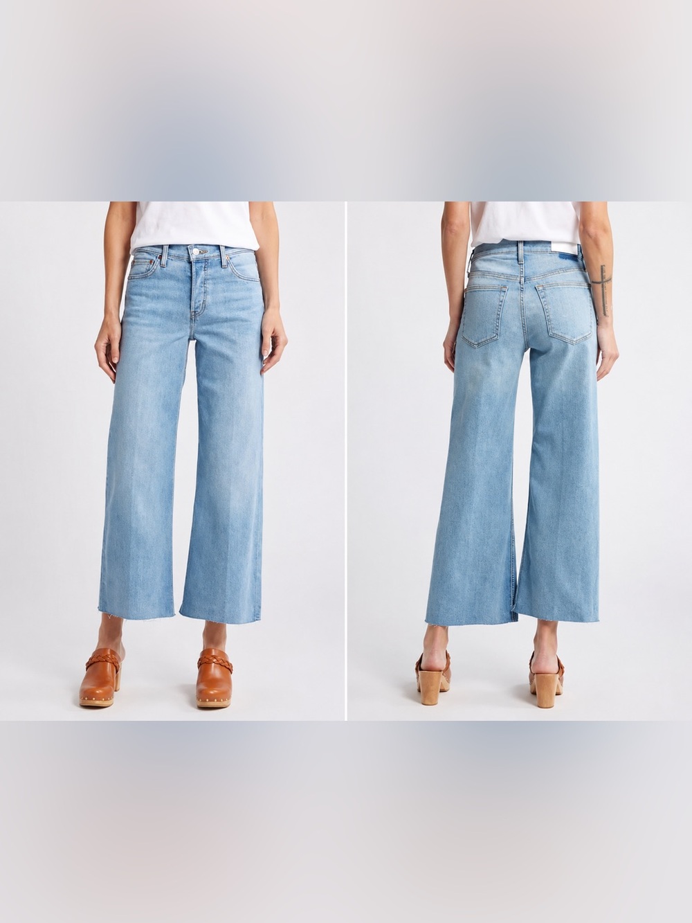 RE/DONE Mid Rise Wide Leg Crop Jeans Marea Light Wash NWT Size 32 $295